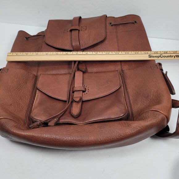 Will Leather Goods Brown Leather Backpack W Multiple Pockets & Adjustable Straps - Picture 10 of 10